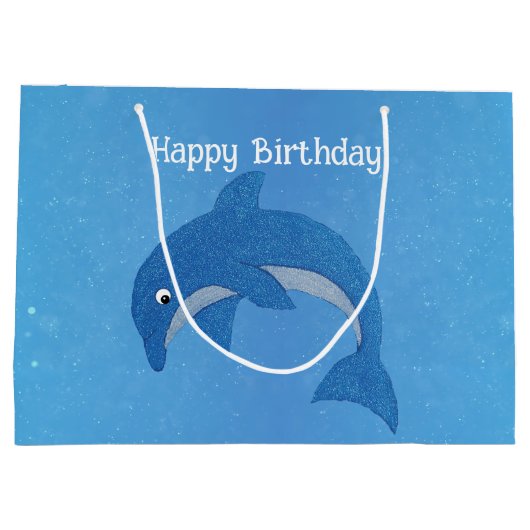Schattigee Sparkle Blue White Jumping Dolphin Verj Groot Cadeauzakje (Achterkant)