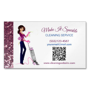 Schattigee Sparkle Maid Cleaning Service QR-code Magnetisch Visitekaartje