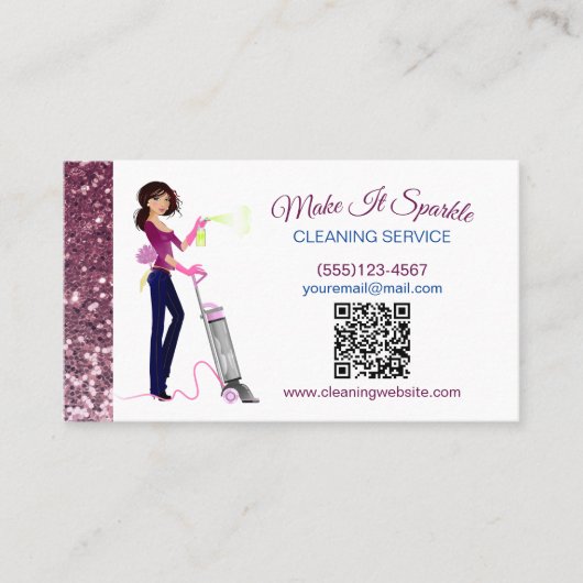 Schattigee Sparkle Maid Cleaning Service QR-code Visitekaartje (Voorkant)