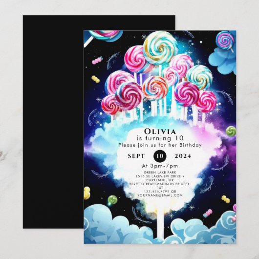 Schattigee Sparkling Candyland Verjaardag Kaart (Voorkant / Achterkant)