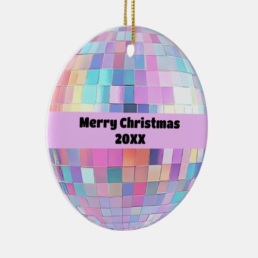 Schattigee Sparkly Pink & Rainbow Disco Ball Chris Keramisch Ornament (Rechts)