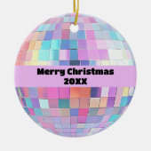 Schattigee Sparkly Pink & Rainbow Disco Ball Chris Keramisch Ornament (Voorkant)