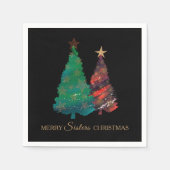 Schattigee Sparkly Waterverf Kerstboom Papier Napk Servet (Voorkant)