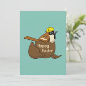 Schattigee Sparrow Chocolade Ei Happy Easter Feestdagenkaart (Staand voorkant)
