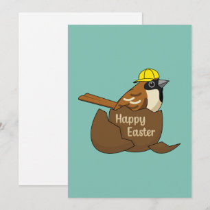 Schattigee Sparrow Chocolade Ei Happy Easter Feestdagenkaart