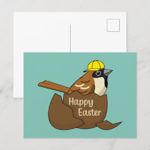Schattigee Sparrow Chocolade Ei Happy Easter Feestdagenkaart