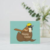 Schattigee Sparrow Chocolade Ei Happy Easter Feestdagenkaart (Staand voorkant)