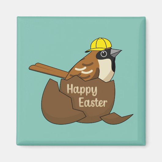 Schattigee Sparrow Chocolade Ei Happy Easter Magneet (Voorkant)