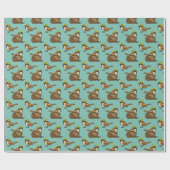Schattigee Sparrow Chocolade Ei Happy Easter Patte Cadeaupapier (Vlak)
