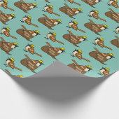 Schattigee Sparrow Chocolade Ei Happy Easter Patte Cadeaupapier (Hoek)