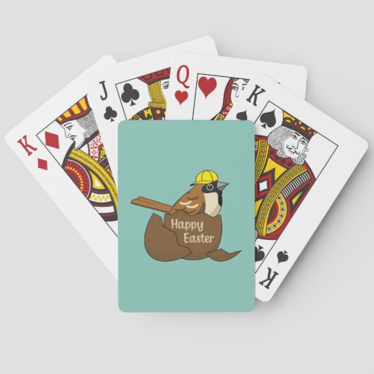 Schattigee Sparrow Chocolade Ei Happy Easter Pokerkaarten (Achterkant)