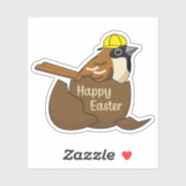 Schattigee Sparrow Chocolade Ei Happy Easter Sticker (Vel)