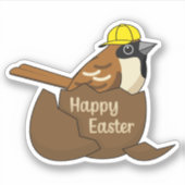 Schattigee Sparrow Chocolade Ei Happy Easter Sticker (Voorkant)