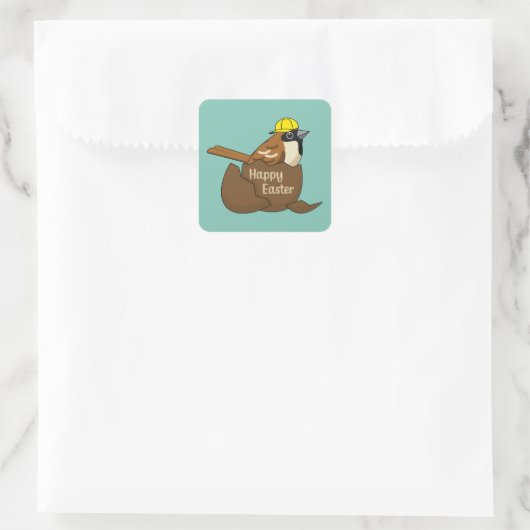 Schattigee Sparrow Chocolade Ei Happy Easter Vierkante Sticker (Tas)