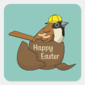 Schattigee Sparrow Chocolade Ei Happy Easter Vierkante Sticker (Voorkant)