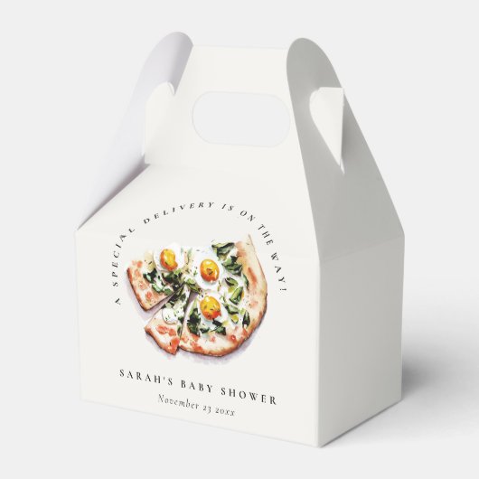 Schattigee speciale levering Pizza Baby shower Par Bedankdoosjes (Voorkant Zijde)