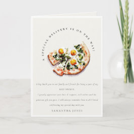 Schattigee speciale levering Pizza Baby shower Par Bedankkaart