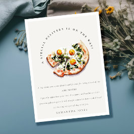 Schattigee speciale levering Pizza Baby shower Par Bedankkaart