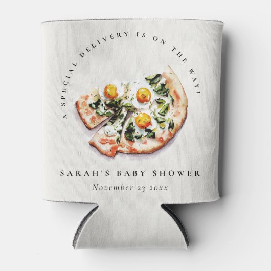 Schattigee speciale levering Pizza Baby shower Par Blikjeskoeler (Voorkant)