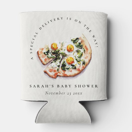Schattigee speciale levering Pizza Baby shower Par Blikjeskoeler (Achterkant)