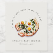 Schattigee speciale levering Pizza Baby shower Par Wijn Etiket (Enkel label)