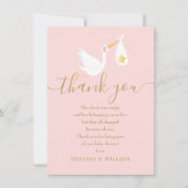 Schattigee Speciale Levering Roze Baby shower Bedankkaart (Voorkant)