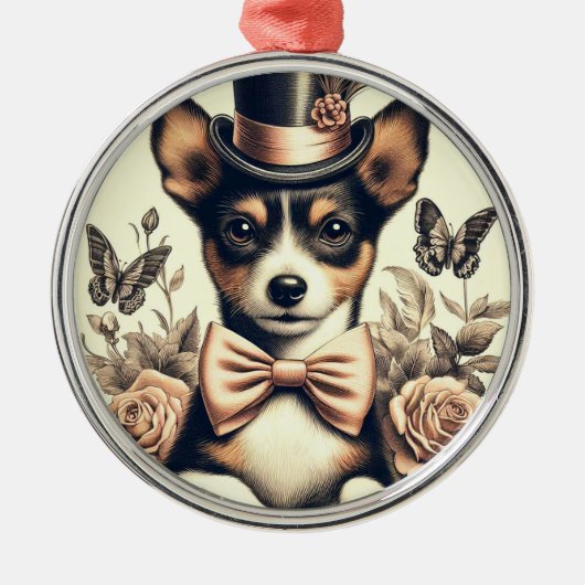 Schattigee  Speelgoed Fox Terrier Metalen Ornament (Voorkant)