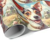 Schattigee Speelgoed Fox Terrier schilderij Cadeaupapier (Rol Hoek)