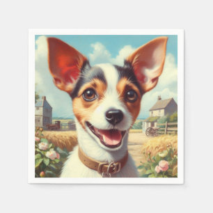Schattigee Speelgoed Fox Terrier schilderij Servet