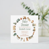 Schattigee  Speelgoed Krans Baby shower Uitnodigin Kaart (Staand voorkant)