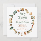 Schattigee  Speelgoed Krans Baby shower Uitnodigin Kaart (Voorkant)