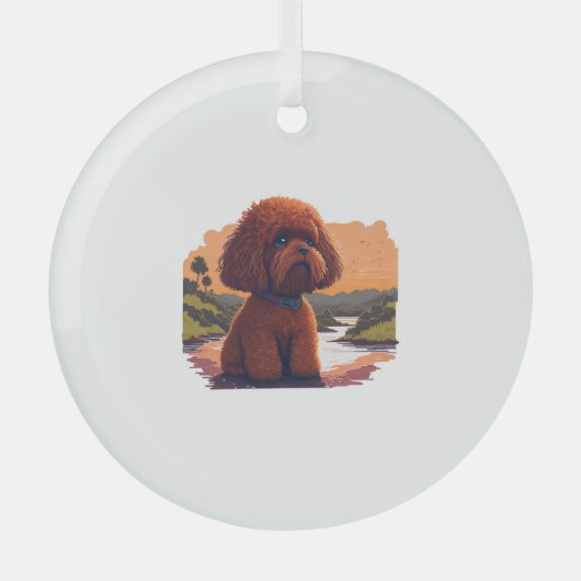 Schattigee Speelgoed poedel Glas Ornament (Voorkant)