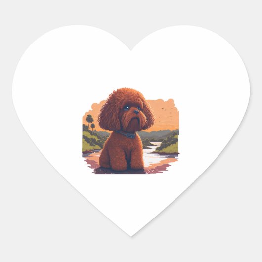 Schattigee Speelgoed poedel Hart Sticker (Voorkant)