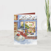Schattigee speelgoed store waterverf Kerst Feestdagen Kaart (Voorkant)