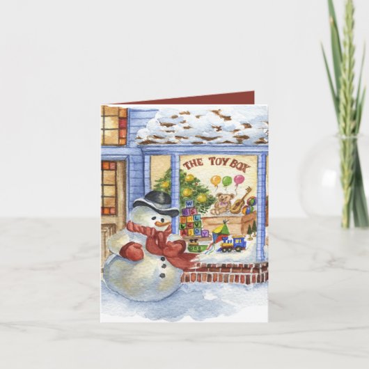 Schattigee speelgoed store waterverf Kerst Feestdagen Kaart (Voorkant)
