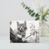 Schattigee speelkitten - Zwart-wit Tekenkunst Briefkaart (Staand voorkant)