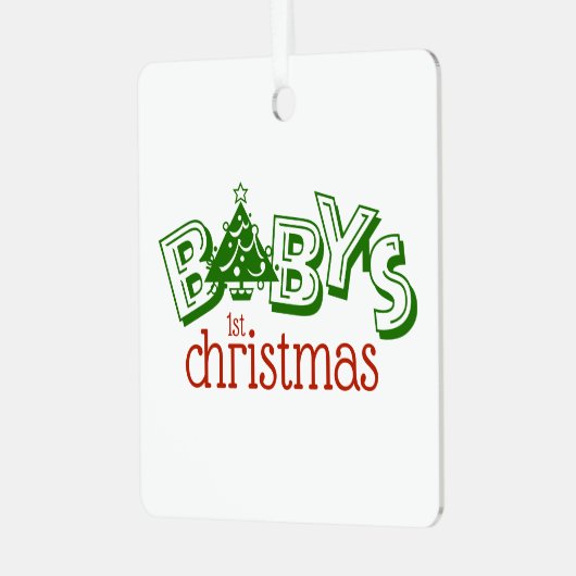 Schattigee speelse baby's foto eerste kerstboom metalen ornament (Voorkant links)