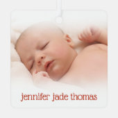 Schattigee speelse baby's foto eerste kerstboom metalen ornament (Achterkant)