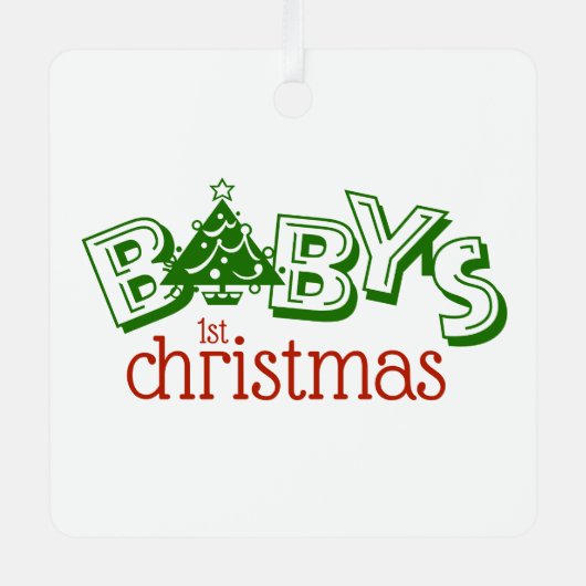 Schattigee speelse baby's foto eerste kerstboom metalen ornament (Voorkant)