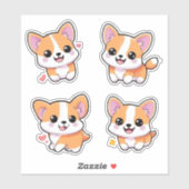 Schattigee speelse Corgi Dog Cartoon Sticker Art (Vel)