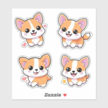 Schattigee speelse Corgi Dog Cartoon Sticker Art
