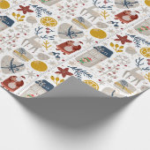 Schattigee speelse grillige kerstpictogrammen cadeaupapier (Hoek)