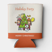 Schattigee speelse handgetekende feestdag kerst blikjeskoeler (Voorkant)