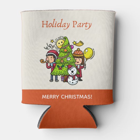 Schattigee speelse handgetekende feestdag kerst blikjeskoeler (Voorkant)