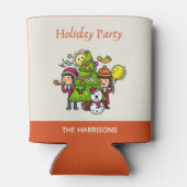 Schattigee speelse handgetekende feestdag kerst blikjeskoeler (Achterkant)