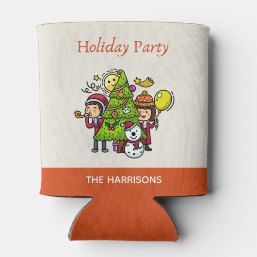 Schattigee speelse handgetekende feestdag kerst blikjeskoeler (Achterkant)