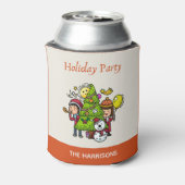 Schattigee speelse handgetekende feestdag kerst blikjeskoeler (Blikje Achterkant)