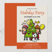 Schattigee speelse handgetekende feestdag kerst kaart (Voorkant / Achterkant)