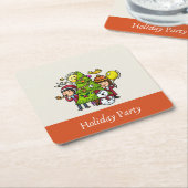 Schattigee speelse handgetekende feestdag kerst kartonnen onderzetters (Schuin)