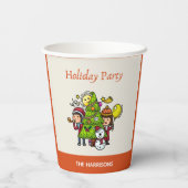 Schattigee speelse handgetekende feestdag kerst papieren bekers (Achterkant)